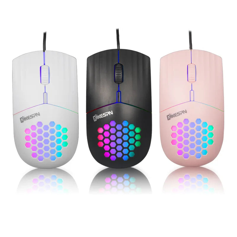Wired RGB Backlit Honeycomb Shell Gaming Mouse