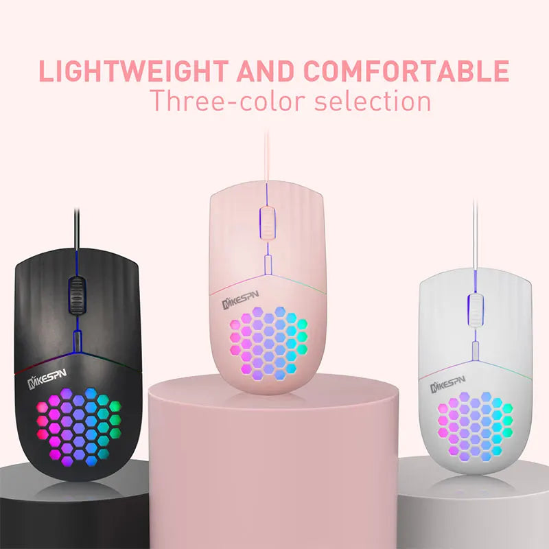 Wired RGB Backlit Honeycomb Shell Gaming Mouse